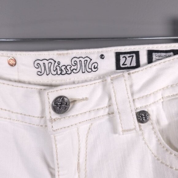 MISS ME SIGNATURE SKINNY White Jeans Embroidered JP7607S WT 01 Size 27 - Picture 6 of 14